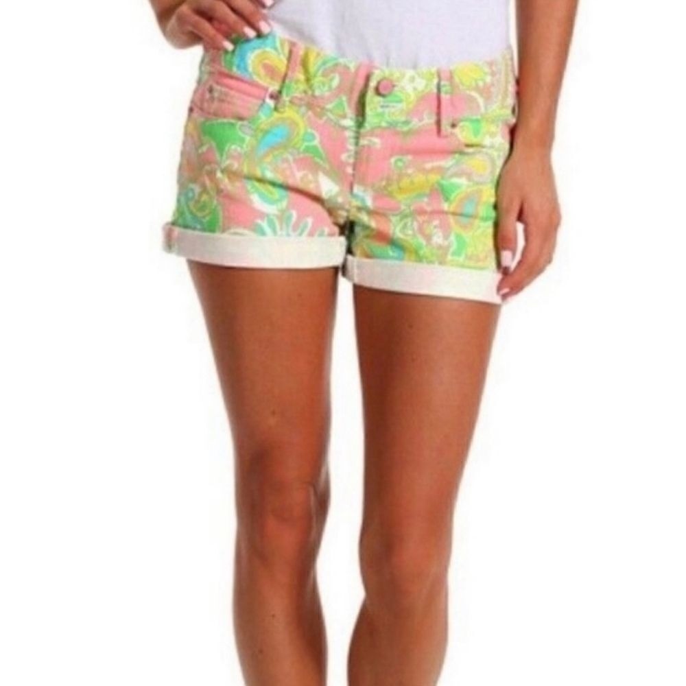 Lilly Pulitzer Vintage Clifton Shorts Catch the Wave Elephant Paisley‎ Size 0